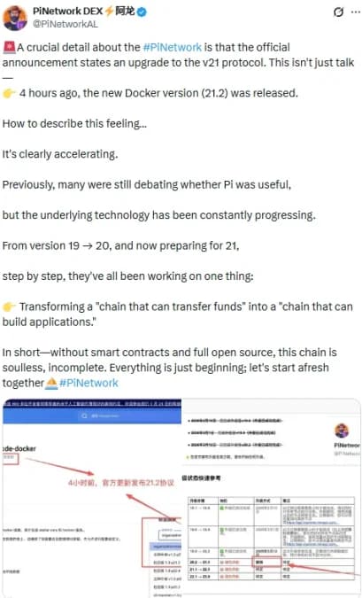 le #PiNetwork est que l'annonce officielle indique une mise à niveau vers le protocole v21.