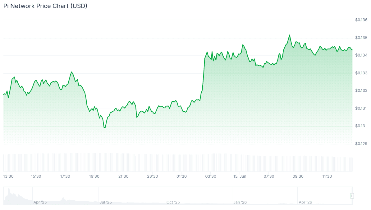 مخطط سعر شبكة باي (بالدولار الأمريكي) في 15 يونيو 2026. المصدر: CoinMarketCap