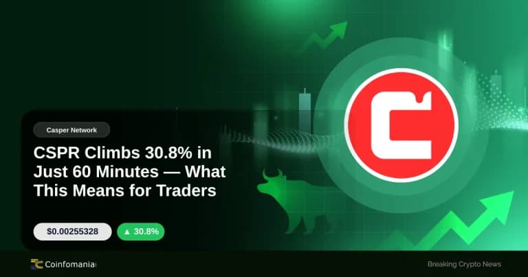 CSPR Climbs 30.8% in Just 60 Minutes — What This Means for Traders