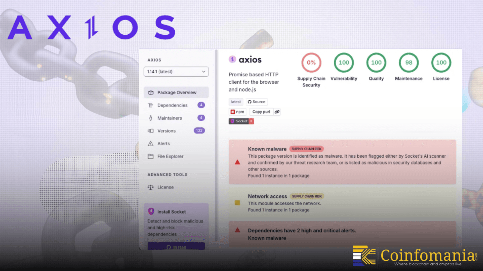 Axios Supply Chain Attack Exposes Crypto Apps to Risk
