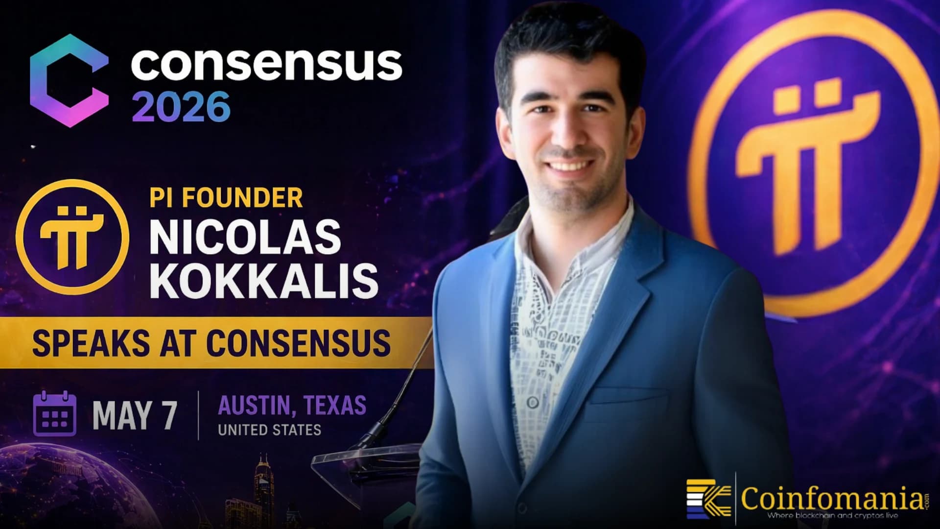 Основатель Pi Николас Коккалис выступит на Consensus 2026 7 мая