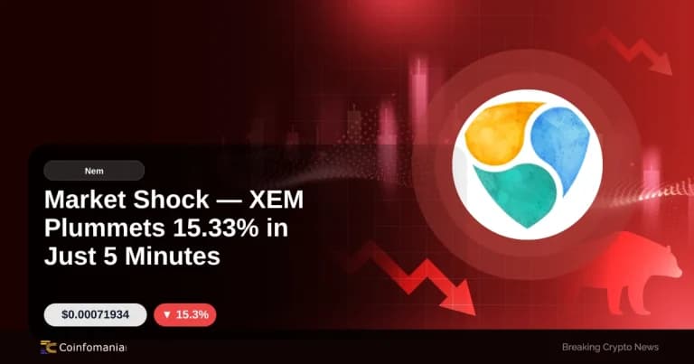 Market Shock — XEM Plummets 15.33% in Just 5 Minutes
